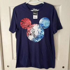 Disney Mens Shirt Medium Blue Mickey Mouse‎ Crewneck Short Sleeve Casual Outdoor